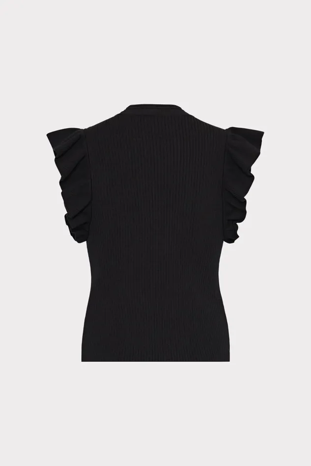 Women Tops Milly Kamila Flutter Sleeve Knit Top Black Women Tops Milly Kamila Flutter Sleeve Knit Top Black