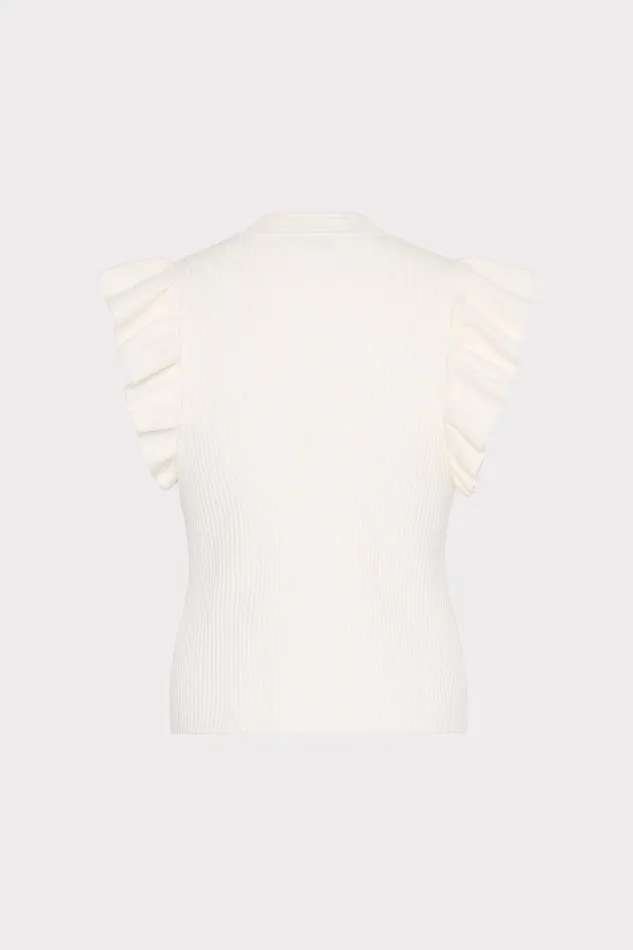 Women Tops Milly Kamila Flutter Sleeve Knit Top Ecru