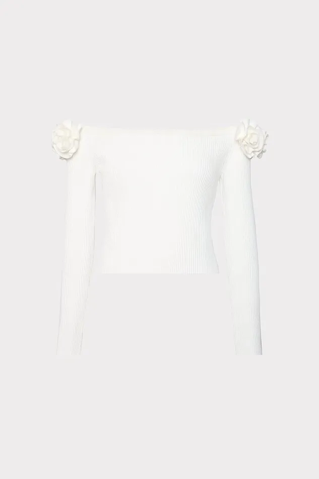 Women Tops Milly Kayla Off The Shoulder Knit Top Ecru