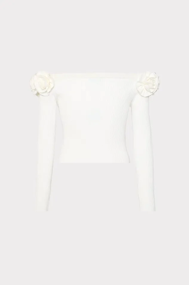 Women Tops Milly Kayla Off The Shoulder Knit Top Ecru Women Tops Milly Kayla Off The Shoulder Knit Top Ecru