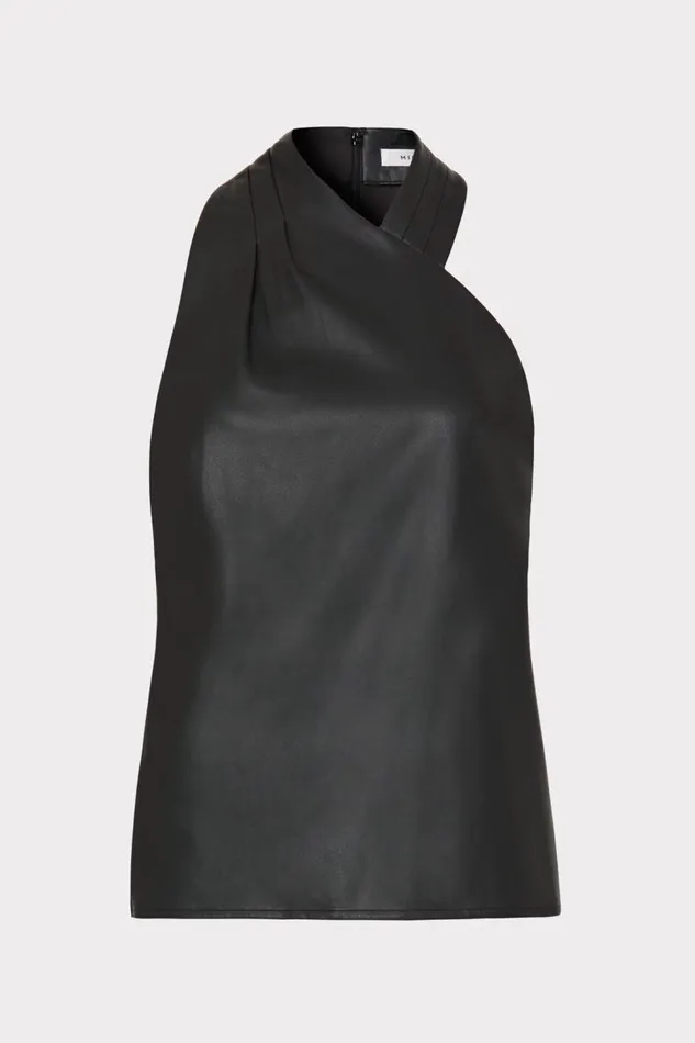 Women Tops Milly Preston Vegan Leather Top Black