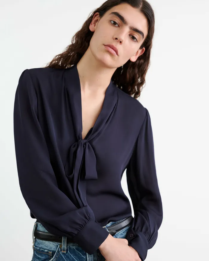 Women Tops Nili Lotan CARINA SILK BLOUSE Ivory