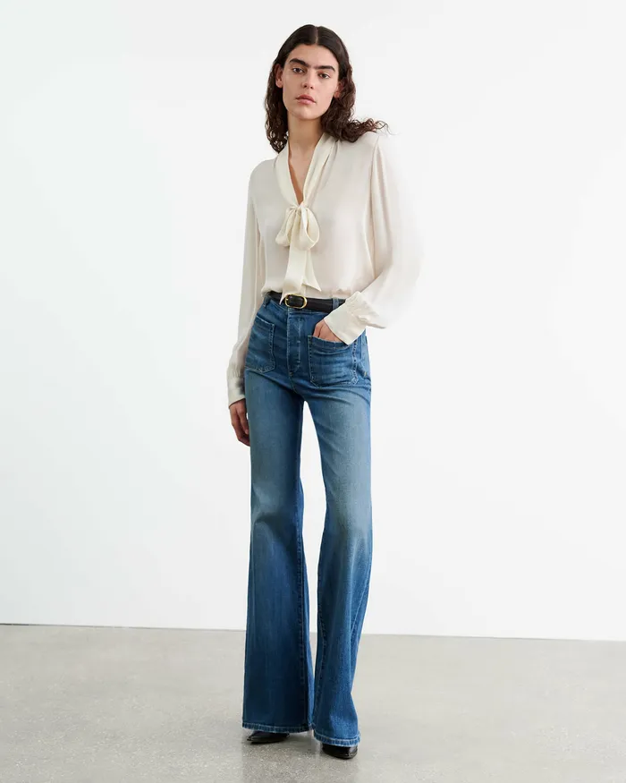 Women Tops Nili Lotan CARINA SILK BLOUSE Ivory