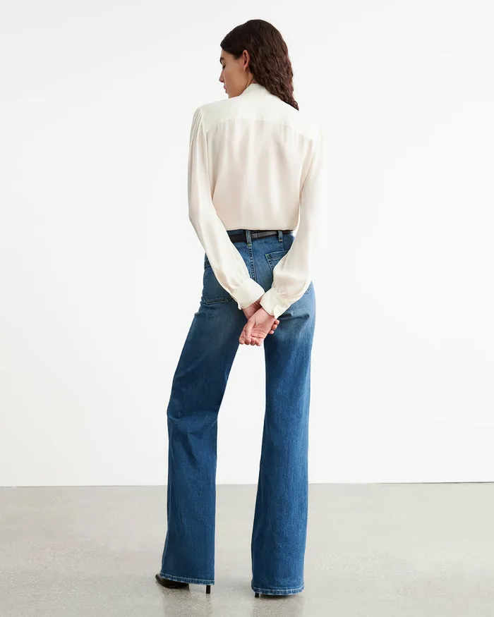 Women Tops Nili Lotan CARINA SILK BLOUSE Ivory