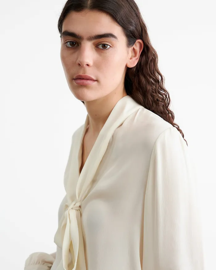 Women Tops Nili Lotan CARINA SILK BLOUSE Ivory