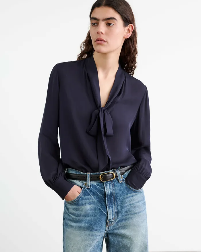 Women Tops Nili Lotan CARINA SILK BLOUSE Ivory