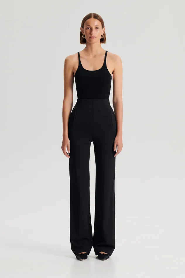 Women Tops Scanlan Theodore CREPE KNIT RIB SINGLET BLACK