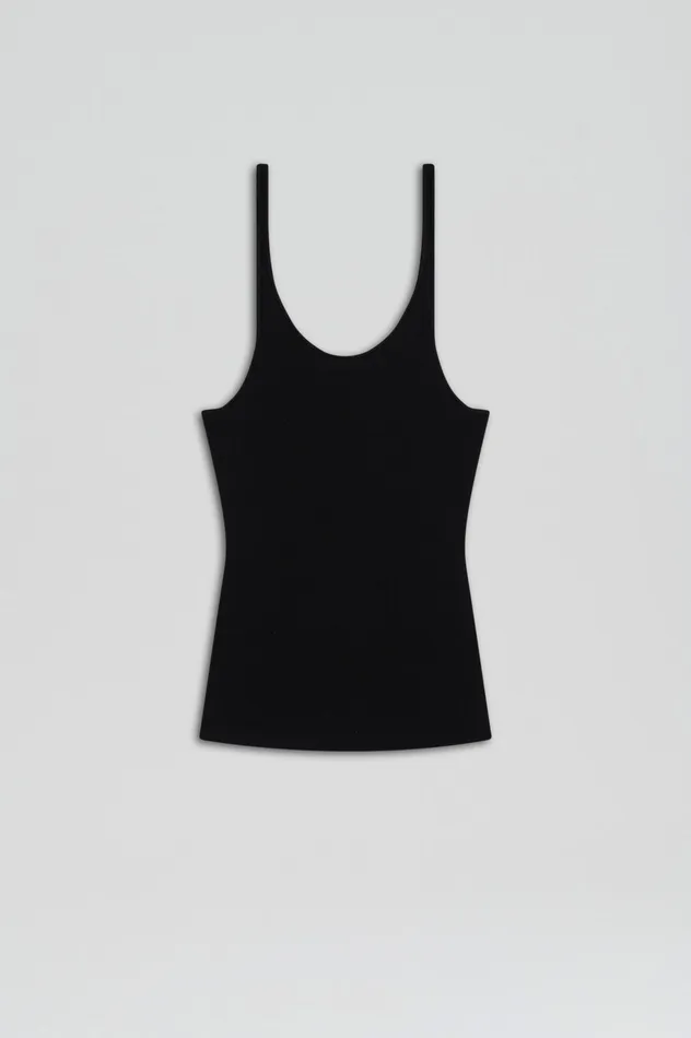 Women Tops Scanlan Theodore CREPE KNIT RIB SINGLET BLACK Women Tops Scanlan Theodore CREPE KNIT RIB SINGLET BLACK