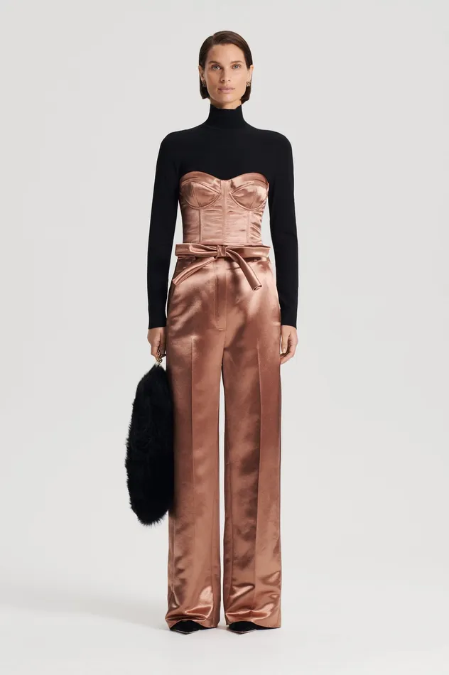 Women Tops Scanlan Theodore FRENCH SATIN BUSTIER CINNAMON