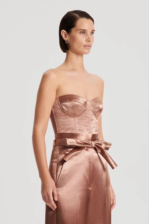 Women Tops Scanlan Theodore FRENCH SATIN BUSTIER CINNAMON Women Tops Scanlan Theodore FRENCH SATIN BUSTIER CINNAMON