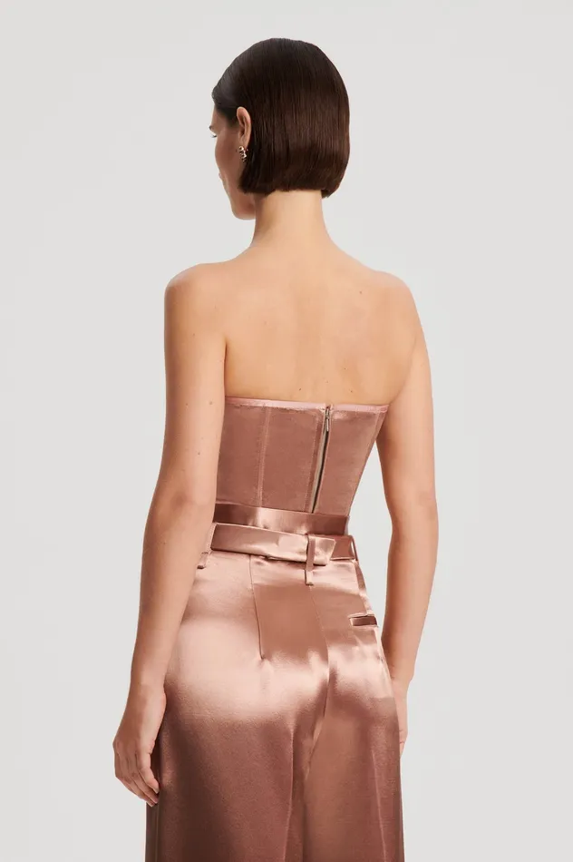 Women Tops Scanlan Theodore FRENCH SATIN BUSTIER CINNAMON Women Tops Scanlan Theodore FRENCH SATIN BUSTIER CINNAMON