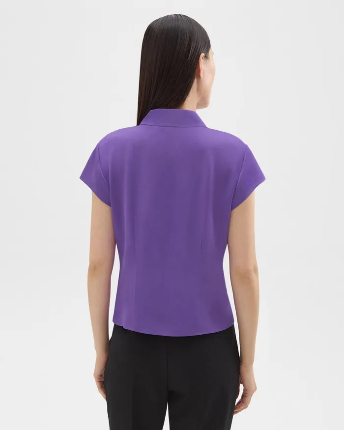 Women Tops Theory Cap Sleeve Shirt In Silk Georgette Bright Peony