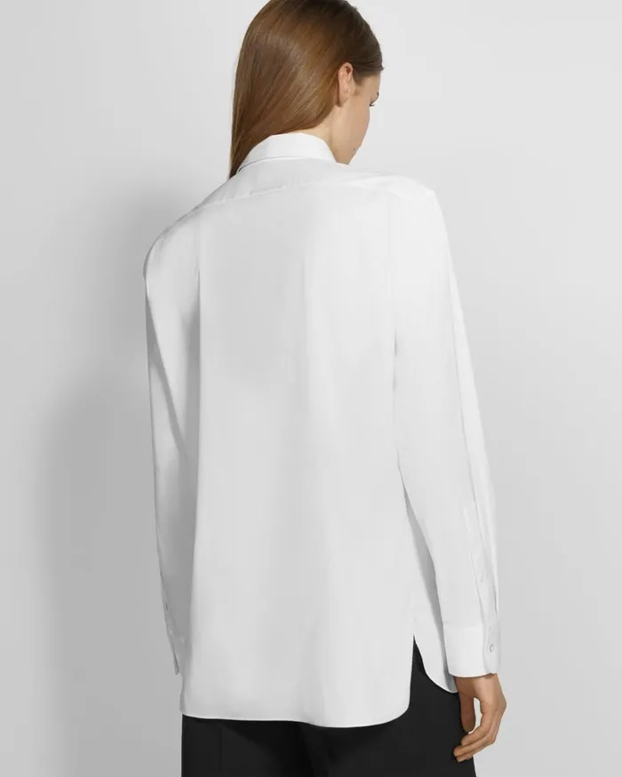 Women Tops Theory Menswear Shirt In Good Cotton White
