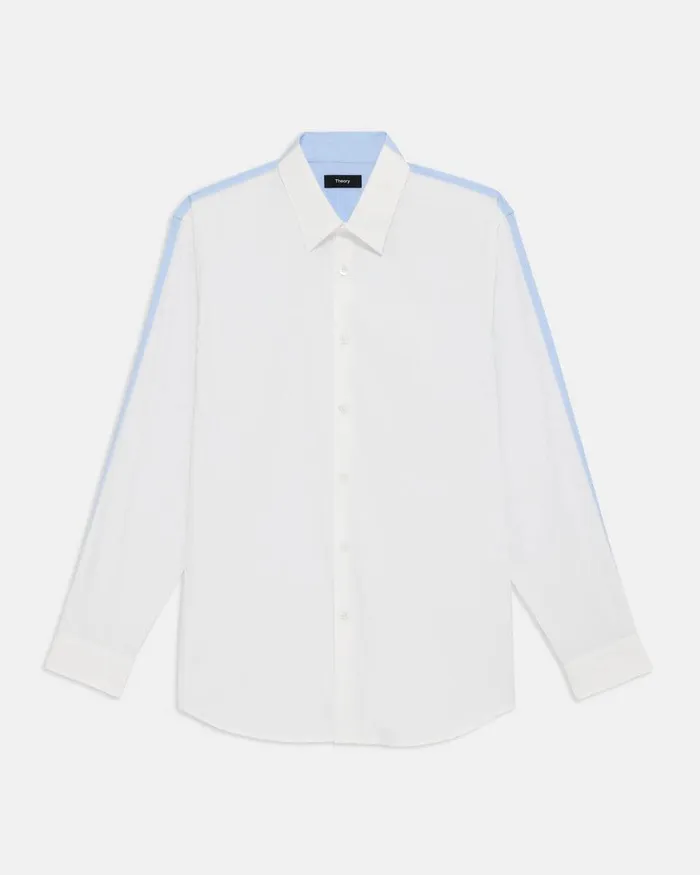 Women Tops Theory Oversized TwoTone Shirt In Cotton Whitedahlia