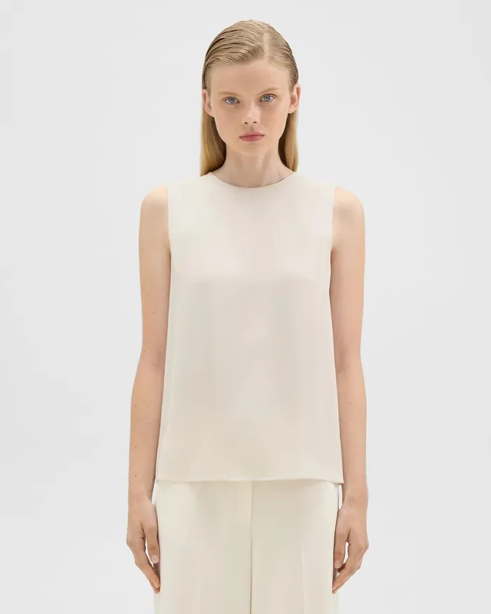 Women Tops Theory Shell Top In Silk Georgette Sand