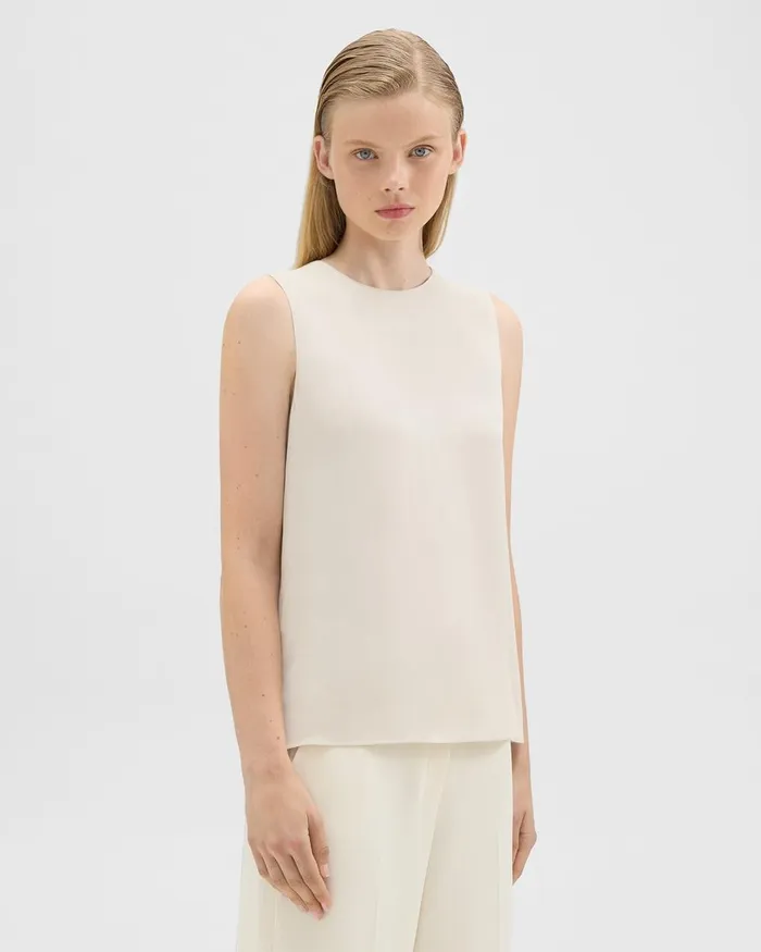 Women Tops Theory Shell Top In Silk Georgette Sand