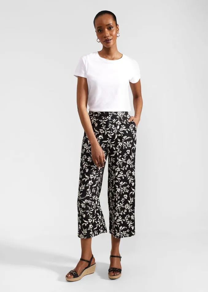 Women Trousers Hobbs Eve Crop Trousers Black Cream