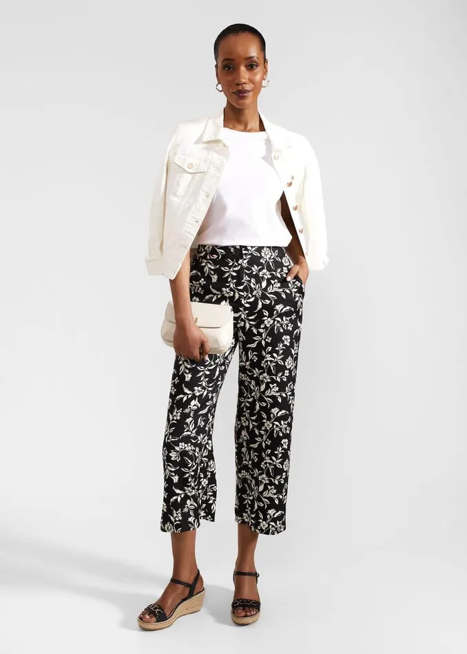 Women Trousers Hobbs Eve Crop Trousers Black Cream