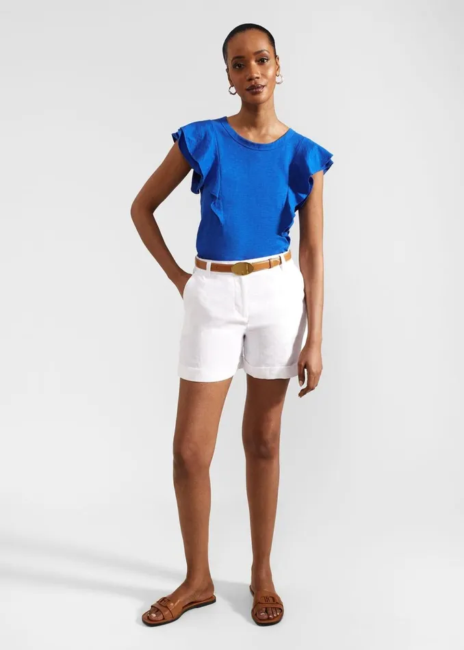 Women Trousers Hobbs Lenna Linen Short White