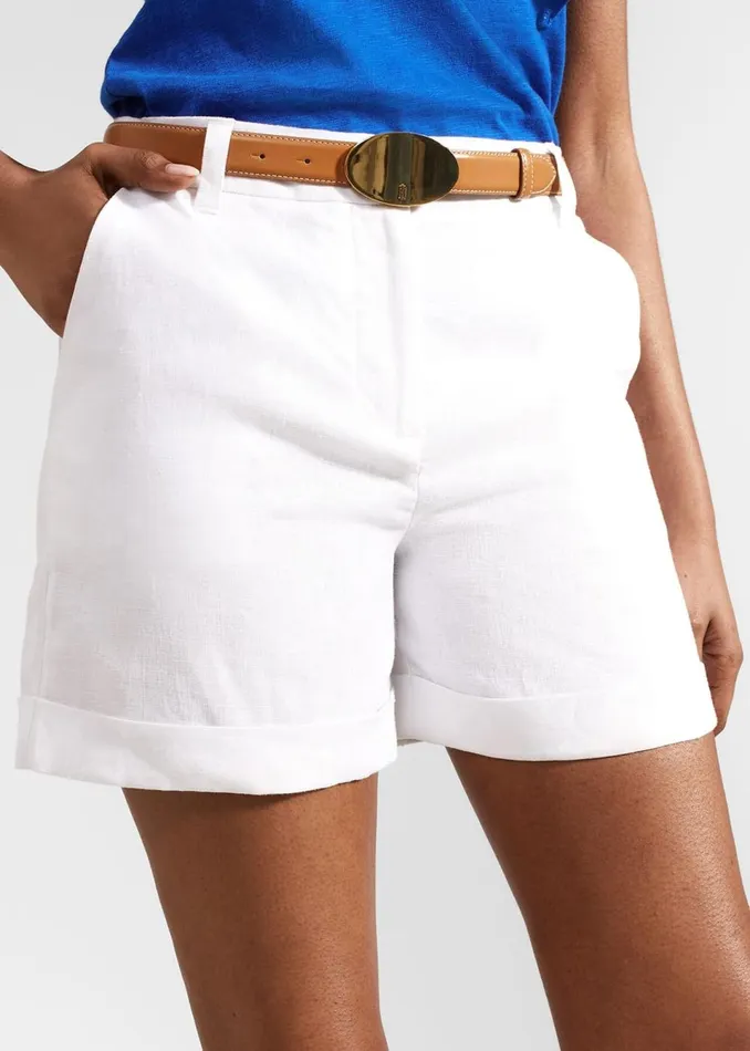 Women Trousers Hobbs Lenna Linen Short White