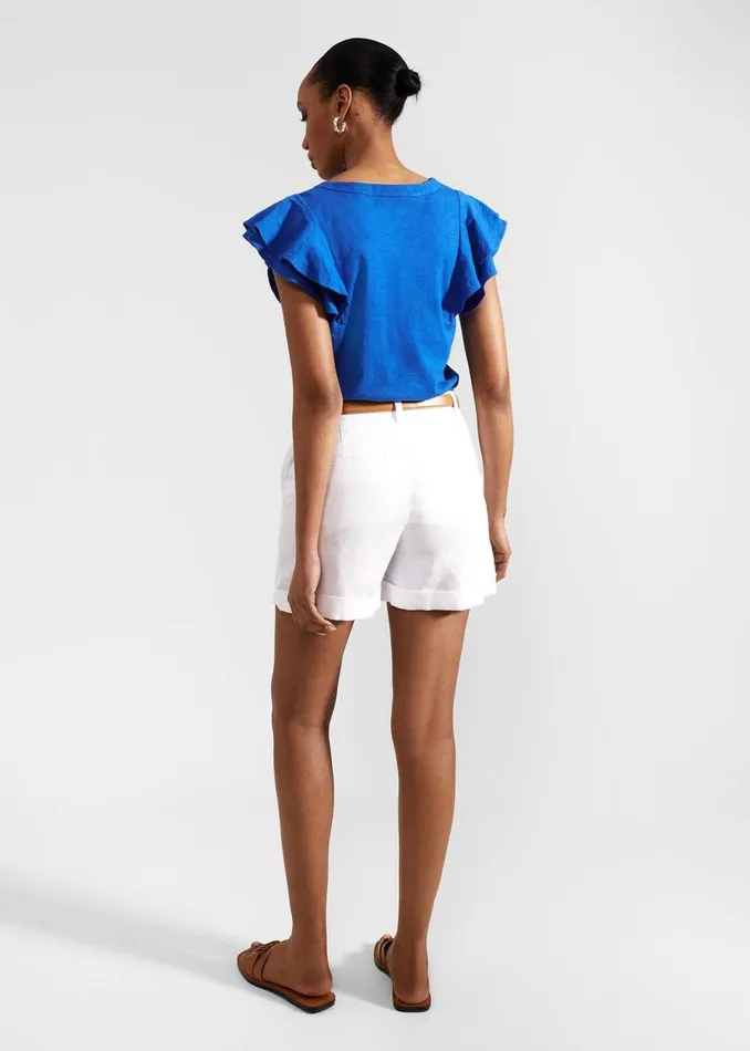 Women Trousers Hobbs Lenna Linen Short White