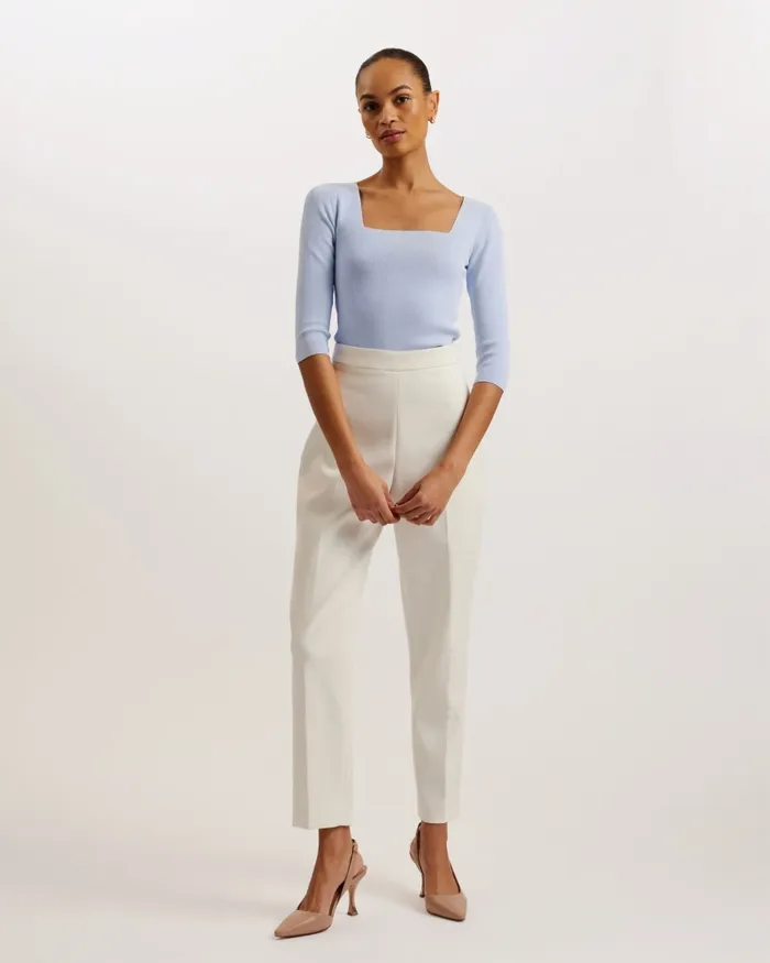 Women VALLRYY 8211 Square Neck Fitted Knit Top Light Blue Ted Baker Tops and Blouses