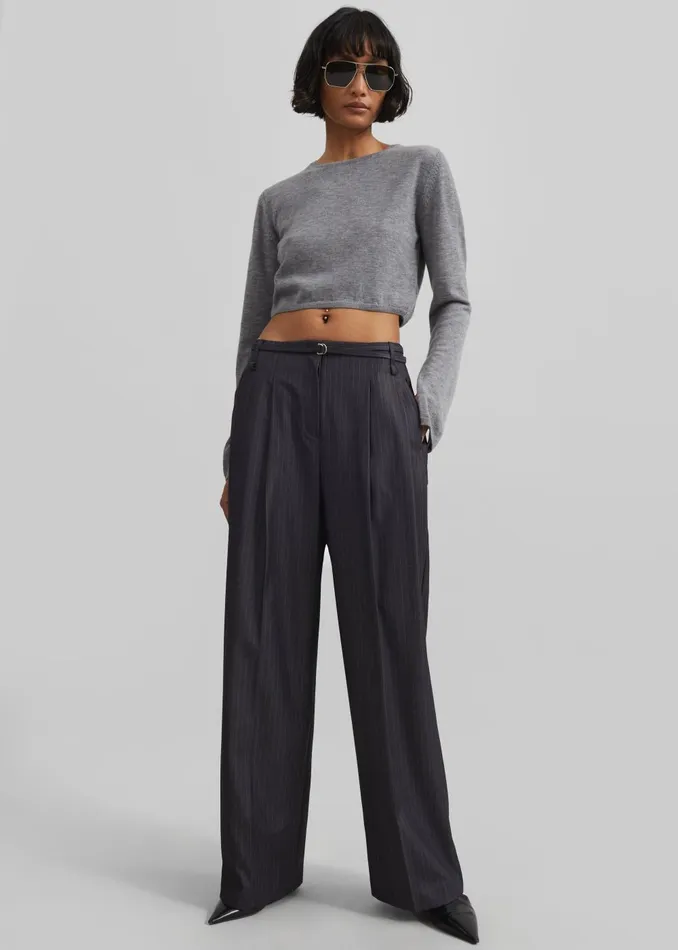 Women Veer Zip Cropped Sweater 8211 Grey The Frankie Shop Knitwear