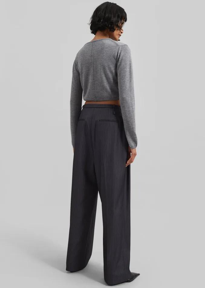Women Veer Zip Cropped Sweater 8211 Grey The Frankie Shop Knitwear