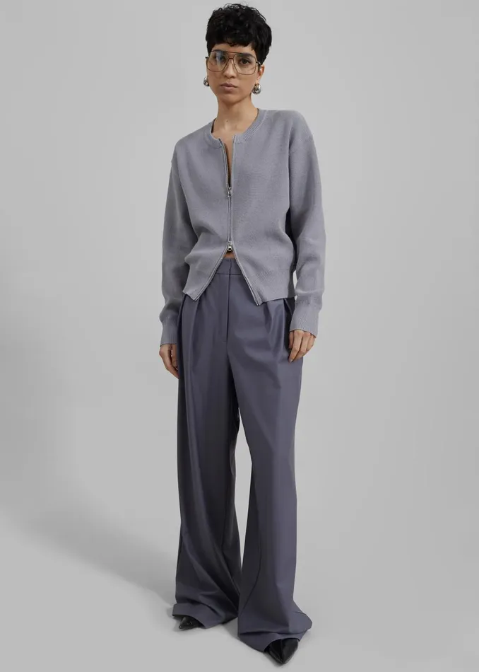 Women Veronica ZipUp Cardigan 8211 Grey The Frankie Shop Knitwear