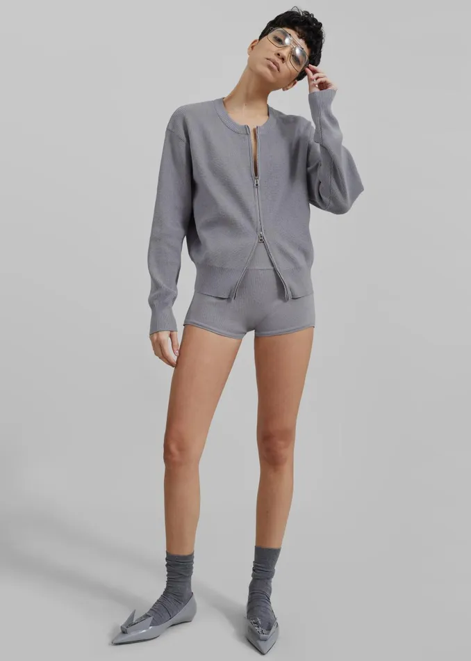 Women Veronica ZipUp Cardigan 8211 Grey The Frankie Shop Knitwear