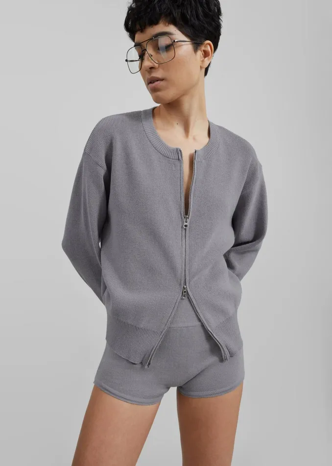 Women Veronica ZipUp Cardigan 8211 Grey The Frankie Shop Knitwear