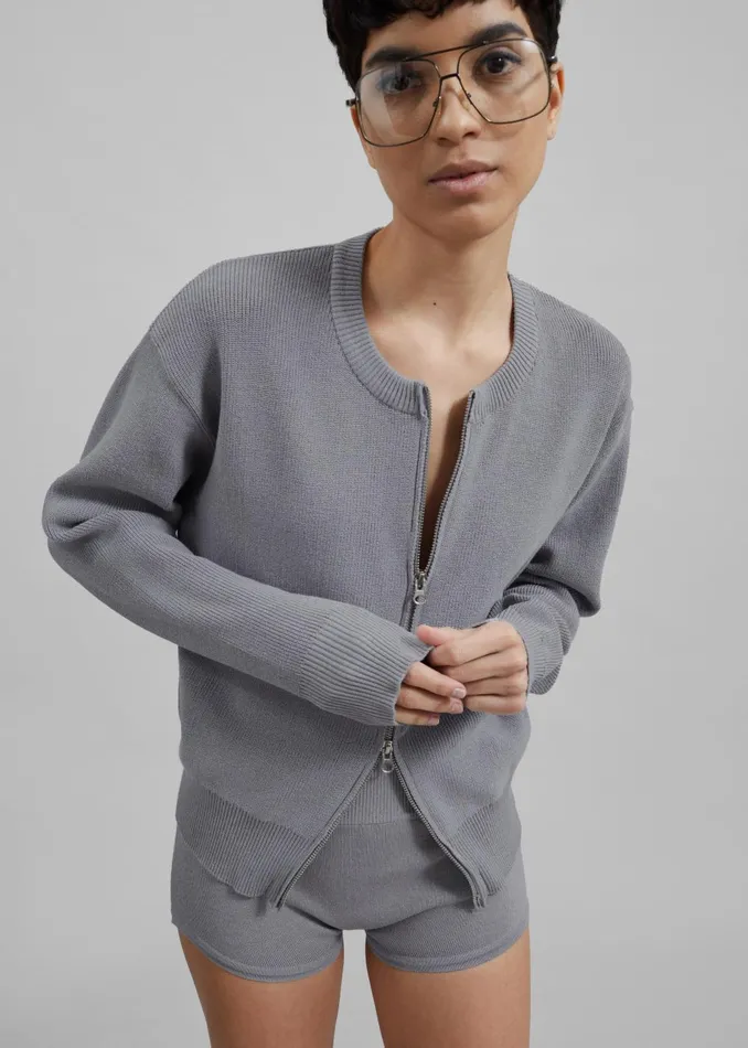 Women Veronica ZipUp Cardigan 8211 Grey The Frankie Shop Knitwear
