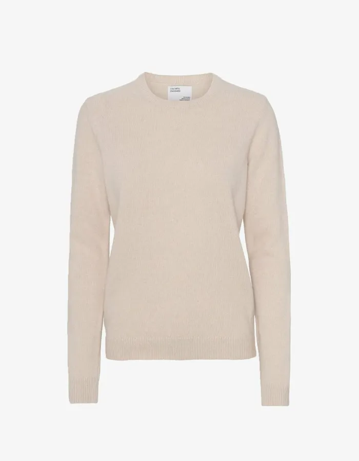 Women Women Classic Merino Wool Crew Ivory White Colorful Standard Knit Sweaters