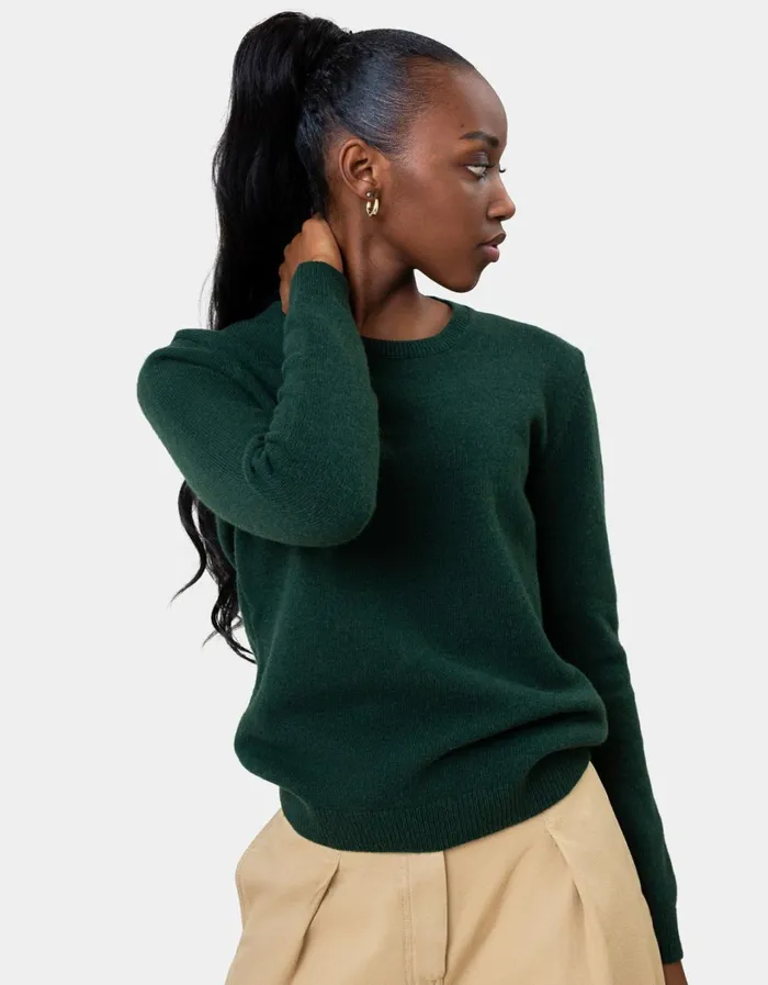 Women Women Classic Merino Wool Crew Ivory White Colorful Standard Knit Sweaters