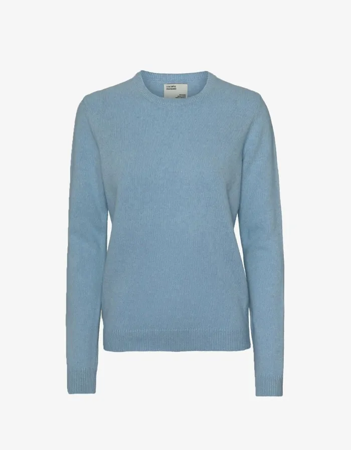 Women Women Classic Merino Wool Crew Stone Blue Colorful Standard Knit Sweaters