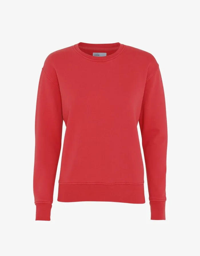 Women Women Classic Organic Crew Scarlet Red Colorful Standard Crewneck Sweatshirts