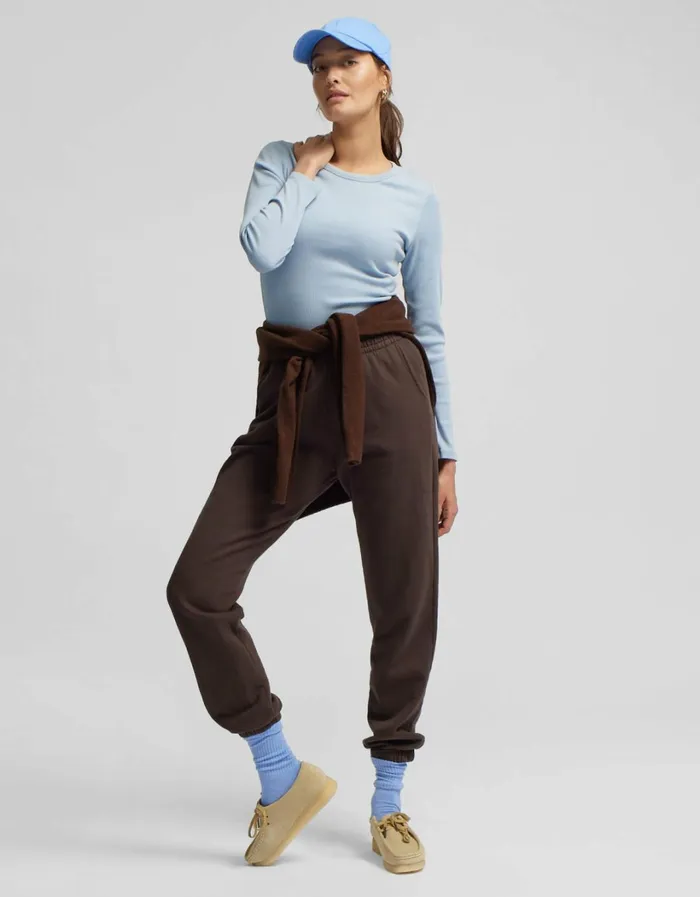 Women Women Organic Rib LS TShirt Coffee Brown Colorful Standard Long Sleeve Tops