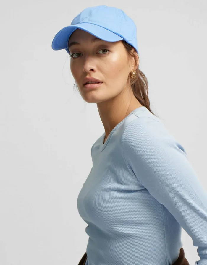 Women Women Organic Rib LS TShirt Pacific Blue Colorful Standard Long Sleeve Tops