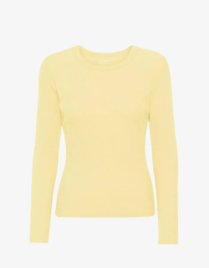 Women Women Organic Rib LS TShirt Soft Yellow Colorful Standard Long Sleeve Tops