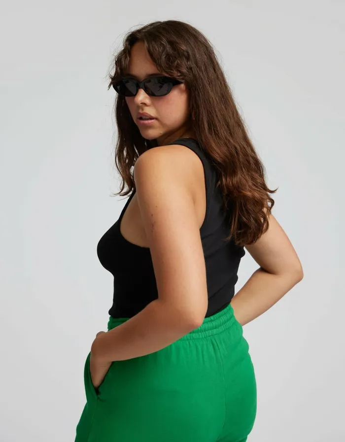 Women Women Organic Rib Tank Top Teal Blue Colorful Standard Tank Tops