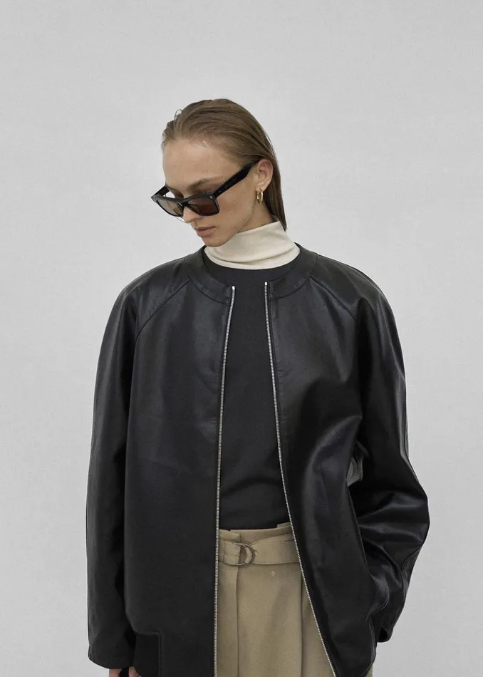 Women Xyla Faux Leather Jacket 8211 Black The Frankie Shop Outerwear