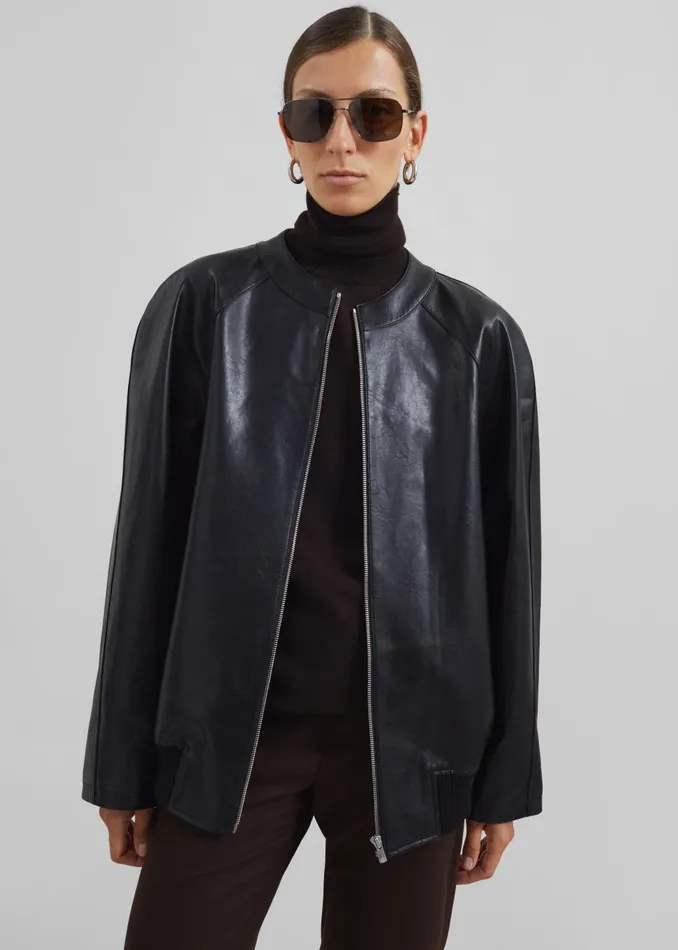 Women Xyla Faux Leather Jacket 8211 Black The Frankie Shop Outerwear