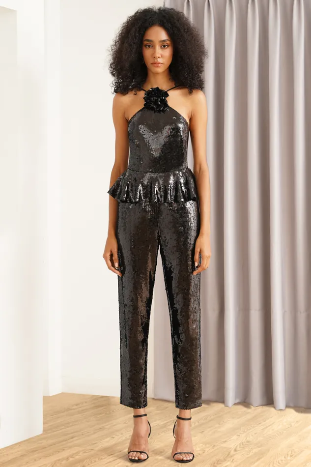 Women YUMI KIM Jumpsuits and Rompers COLLEEN JUMPSUIT Black Sequins
