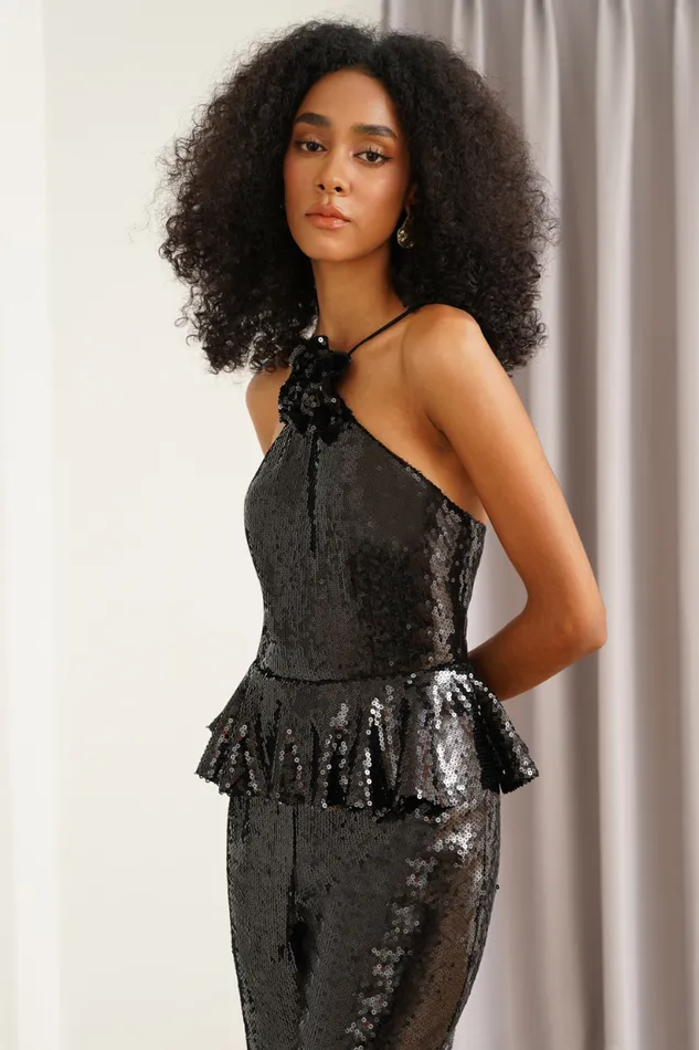 Women YUMI KIM Jumpsuits and Rompers COLLEEN JUMPSUIT Black Sequins