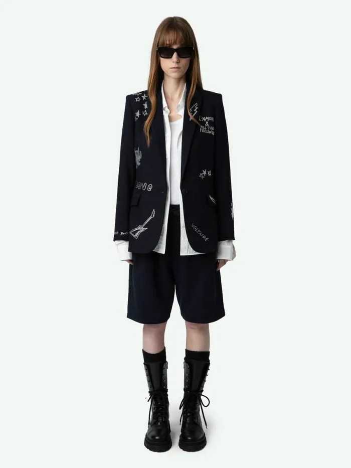 Women Zadig and Voltaire Blazers Valse Diamante Blazer Encre