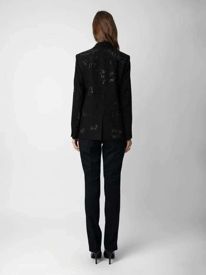 Women Zadig and Voltaire Blazers Vanille Diamant Blazer Black Women Zadig and Voltaire Blazers Vanille Diamant Blazer Black