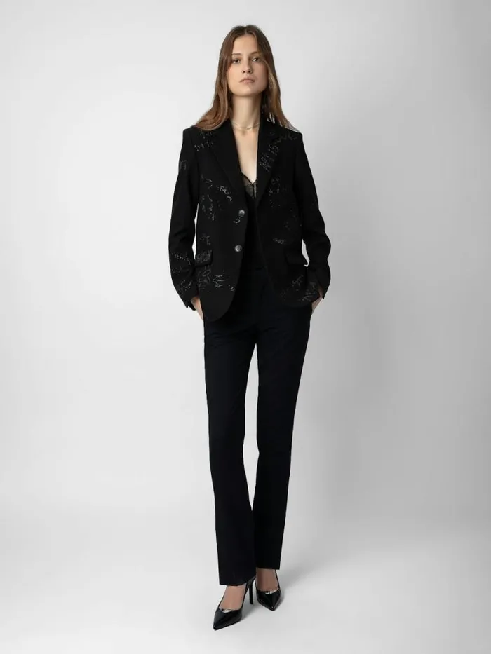 Women Zadig and Voltaire Blazers Vanille Diamant Blazer Black Women Zadig and Voltaire Blazers Vanille Diamant Blazer Black