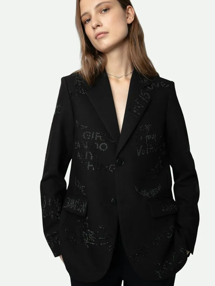 Women Zadig and Voltaire Blazers Vanille Diamant Blazer Black Women Zadig and Voltaire Blazers Vanille Diamant Blazer Black