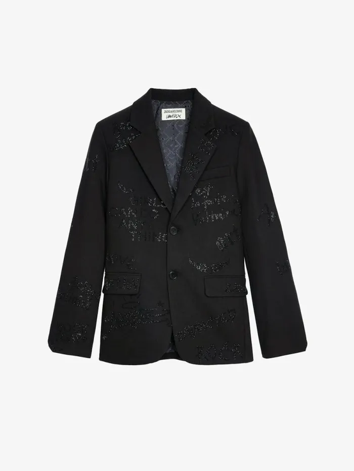 Women Zadig and Voltaire Blazers Vanille Diamant Blazer Black Women Zadig and Voltaire Blazers Vanille Diamant Blazer Black