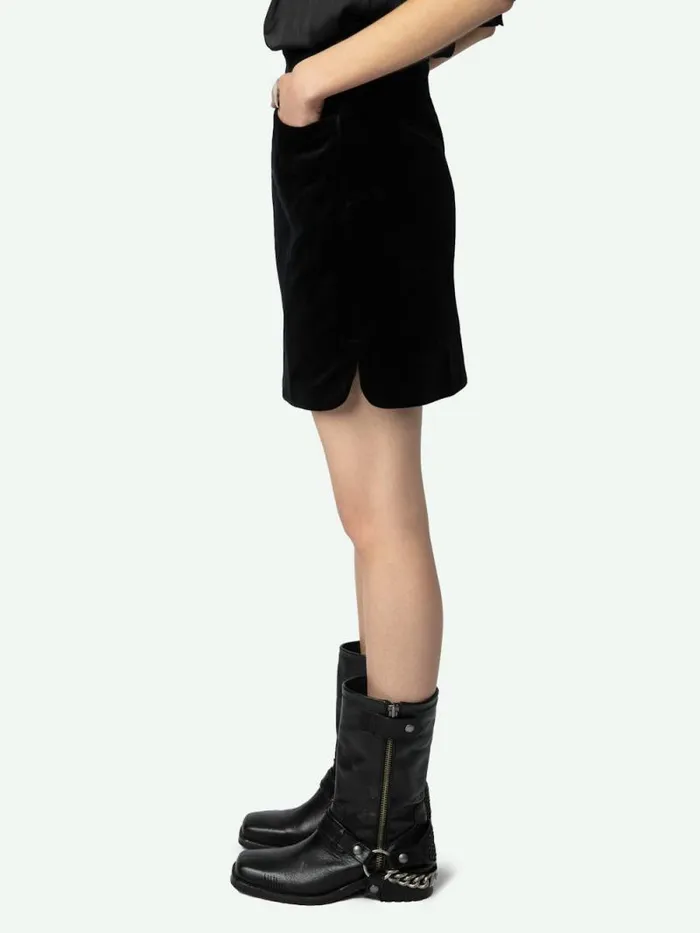 Women Zadig and Voltaire Dresses and Skirts Jinette Velvet Skirt Black Women Zadig and Voltaire Dresses and Skirts Jinette Velvet Skirt Black